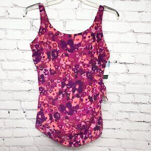 NWT L.L. Bean New 1 Pc Floral Resort Beach Side Tie Bathing Swimsuit Sz 18